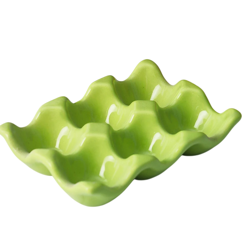 Подставка для 6 яиц керамическая Зелёная, 14,5х10х3 см  | Фото — Магазин Andy Chef  1