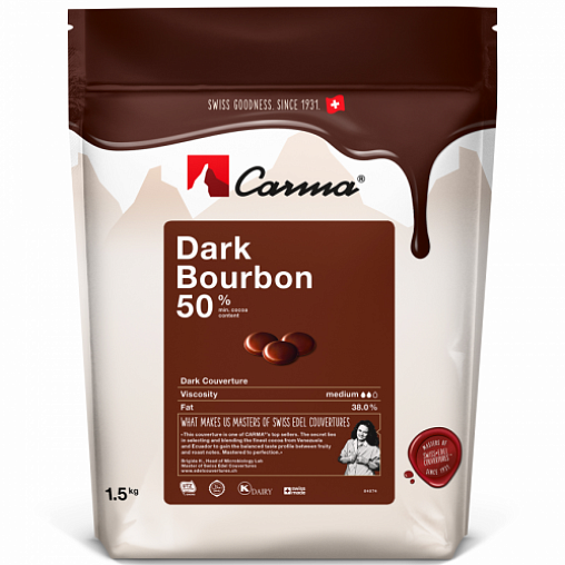 Шоколад тёмный Bourbon 50%, Carma, Швейцария, 1,5 кг  | Фото — Магазин Andy Chef  1