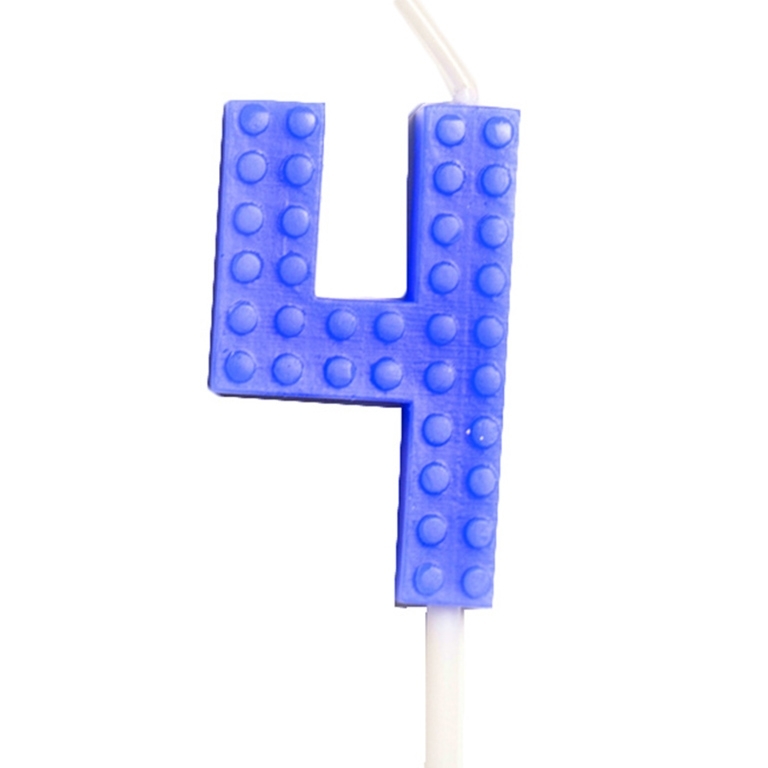Свеча для торта «Лего» цифра «4» синий 5,5 см  | Фото — Магазин Andy Chef  1