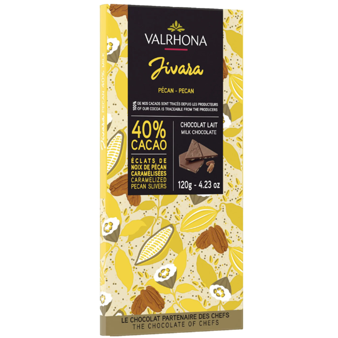 Шоколад молочный c орехом пекан Jivara 40% плитка, Valrhona, Франция, 120 г  | Фото — Магазин Andy Chef  1