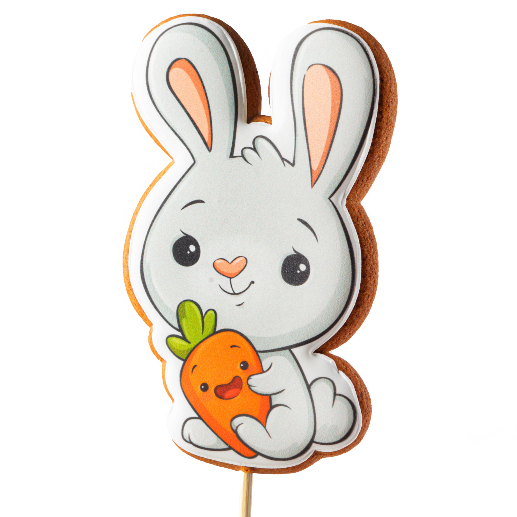 Пряник на палочке «Зайчик с морковкой», Koritsa Bakery, 10,5 см (поврежден)  | Фото — Магазин Andy Chef  1