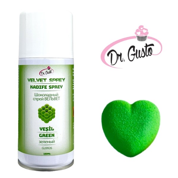 Шоколадный аэрозоль (велюр) Зеленый, DR. GUSTO, Турция, 150 мл (срок годности до 01.04.2026)  | Фото — Магазин Andy Chef  1